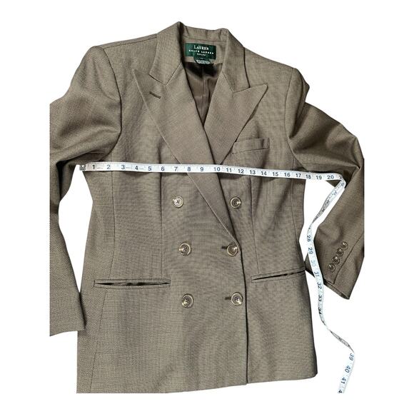 Vintage Lauren Ralph Lauren 100% Wool Petite Suit Set 10P |Taupe Blazer & Pants - Picture 11 of 16